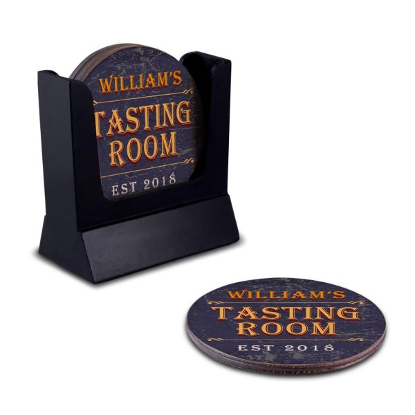 Customizable Wooden Coasters - Tasting Room - Round - Set of 4 Cheap - Image 4