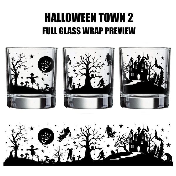 Halloween Town Theme Whiskey   Cocktail Glasses Online now - Image 5
