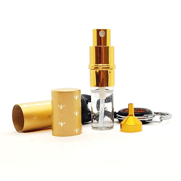 Mister Leash™ - Retractable Clip-on Atomizer for Hand Sanitizers - Red and Gold Floral Design - Refillable Online - Image 4