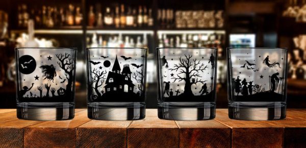 Halloween Town Theme Whiskey   Cocktail Glasses Online now - Image 3