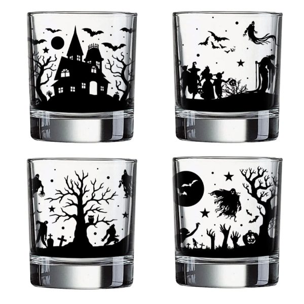 Halloween Town Theme Whiskey   Cocktail Glasses Online now