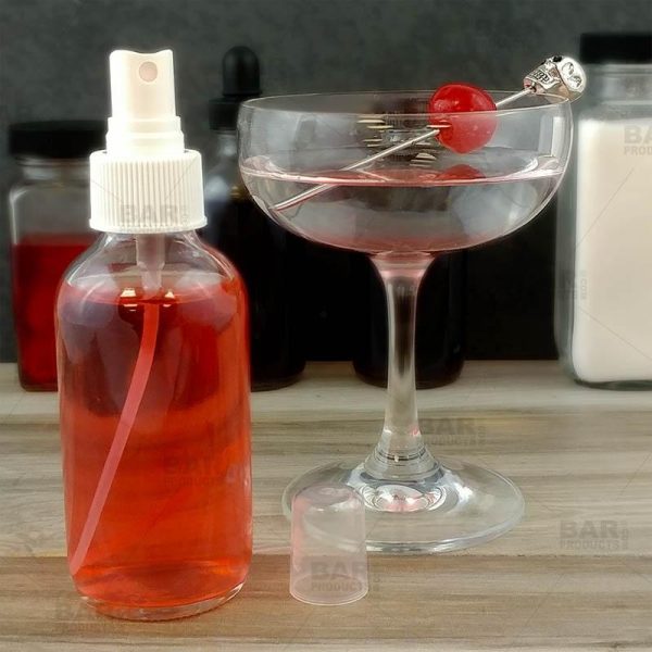 Boston Round Craft Bartending Bottle w  White Atomizer - Clear 4oz Cheap - Image 3