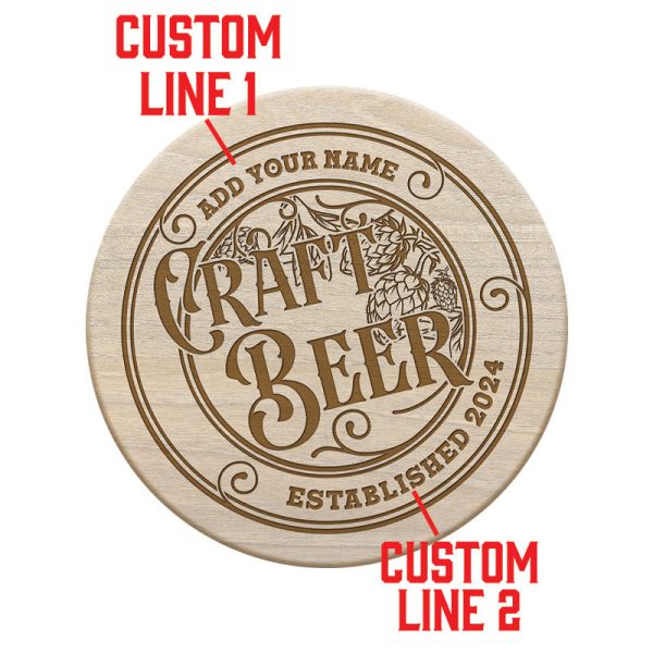 Customizable Engraved Wooden Coasters - Craft Beer Theme - Round - Set of 4 Online - Image 5